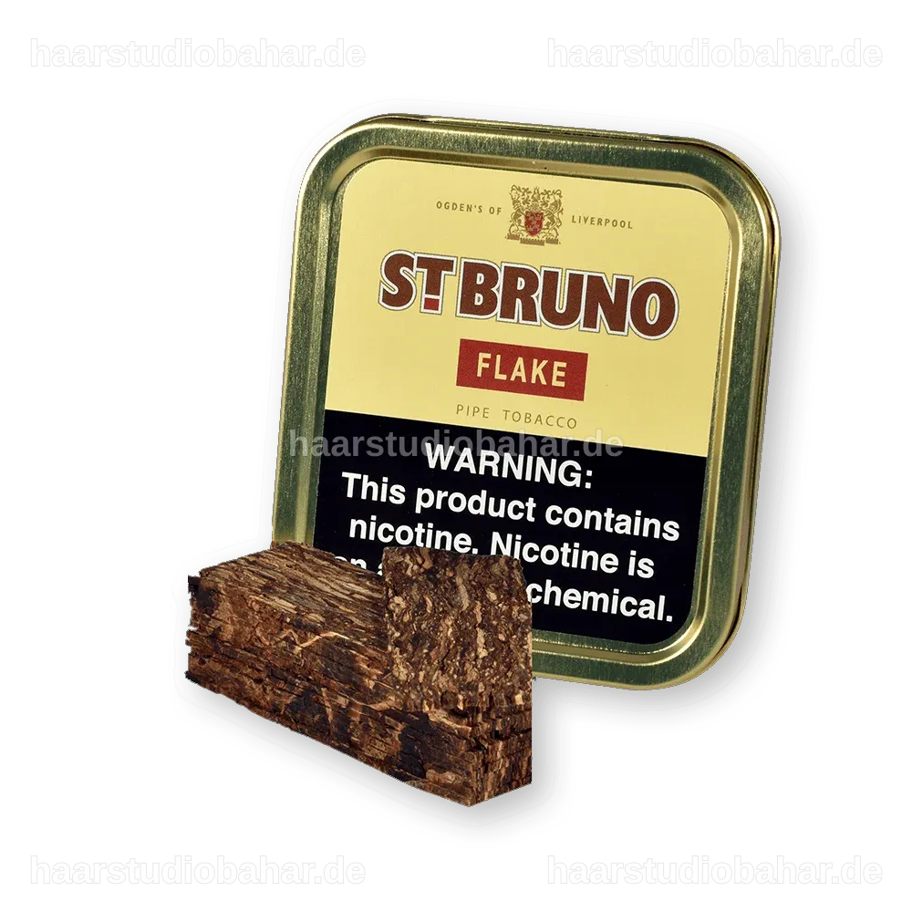 Eine Dose mit Tabak von St Bruno, die für Bruno Flörke wirbt.